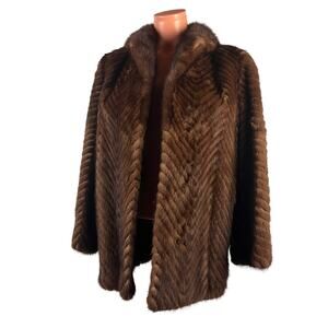 Luxury Demi-Buff Mink Coat Chevron Pattern Size fits S